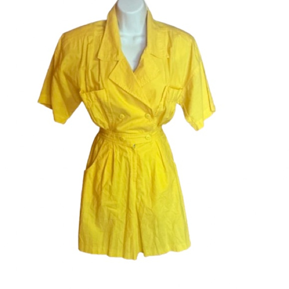 Vintage 80s bright yellow romper